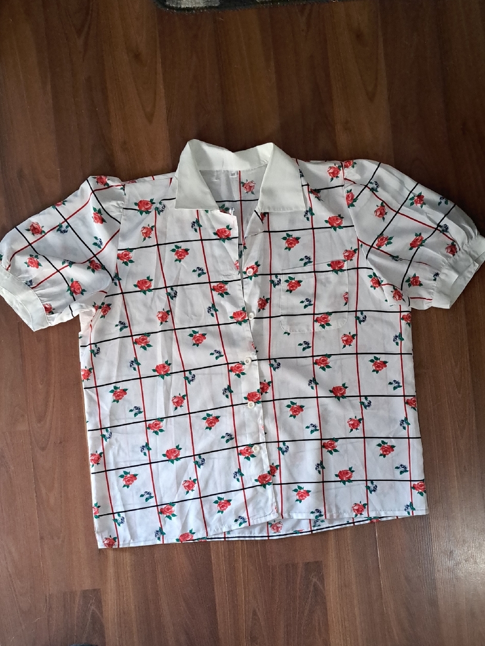 Table Cloth Pattened, Vintage Inspired Floral Print Blouse. Cottagecore.
